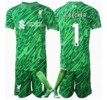 Liverpool Alisson Becker #1 Bramkarskie Koszulka Wyjazdowa dzieci 2024-25 Krótki Rękaw (+ krótkie spodenki)